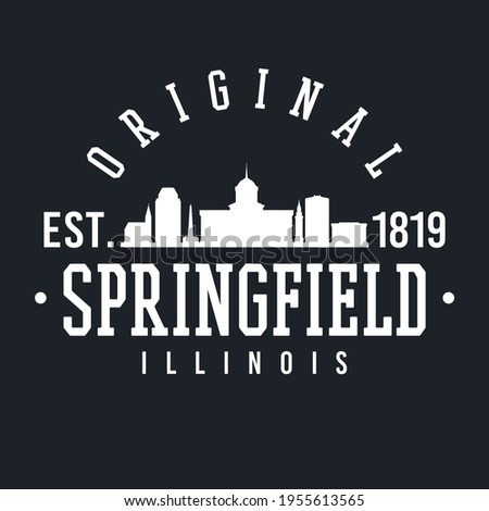 Springfield, IL, USA Skyline Original. A Logotype Sports College and University Style. Illustration Design Vector.