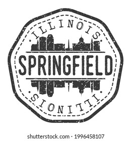 Springfield, IL, USA Stamp Skyline Postmark. Silhouette Postkarte. City Round Vector Icon. Vintage Postage Design.