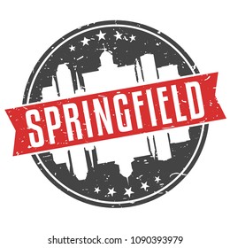 Springfield Illinois Round Travel Stamp Icon Skyline City Design. Seal Badge Illustration Vector.