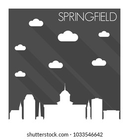 Springfield Illinois Skyline City Flat Silhouette Design Background