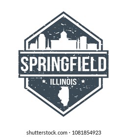 Springfield Illinois Travel Stamp Icon Skyline City Design