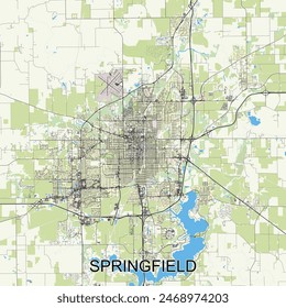 Springfield, Illinois, United States map poster art