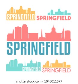 Springfield Illinois USA Flat Icon Skyline Vector Silhouette Design Set