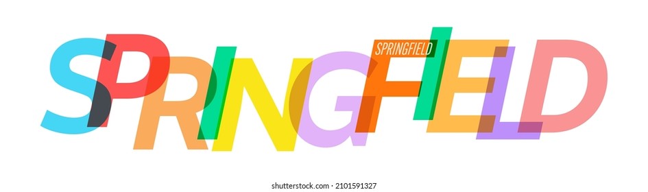 SPRINGFIELD. The name of the city on a white background. Vector design template for poster, postcard, banner. Vector illustration.