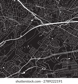 Springfield New Jersey Vector Map, Detailed Township Street Map Black and White Minimalist Line Art