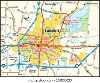 Springfield, Ohio area map.