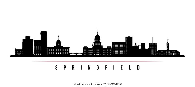 Springfield skyline horizontal banner. Black and white silhouette of Springfield, Ilinois. Vector template for your design. 