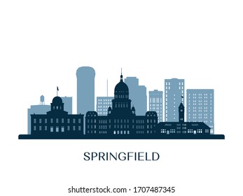 Springfield skyline, monochrome silhouette. Vector illustration.
