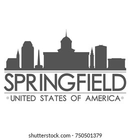 Springfield Skyline Silhouette Design City Vector Art Famous Buildings