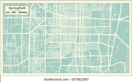 Springfield USA City Map in Retro Style. Outline Map. Vector Illustration.