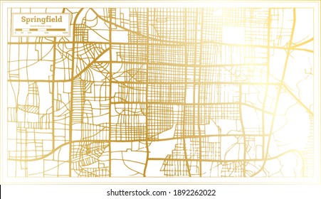 Springfield USA City Map in Retro Style in Golden Color. Outline Map. Vector Illustration.