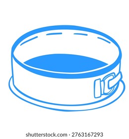 Springform pan for baking pies and cakes. Kitchenware. Cooking and baking tools. Food recipe illustration. Vector hand-drawn line art. Flat icon in a Mediterranean blue style.
