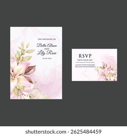 Spring-inspired floral wedding invitation with soft hues and elegant design