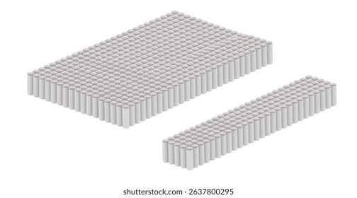 Springs, Fineness, and thickness. Hooke's law, spring. Fine wire spring, thick wire spring, and Flexible metal spiral springs. Flexion of three springs by thickness, White background. Vector.
