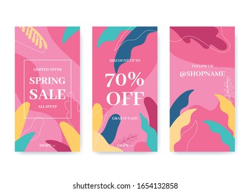 Spring's sale social media stories. Big sale spring's promotion