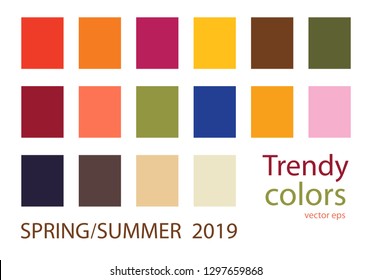 Spring-Summer 2019 Color trends. Fashion Colours isolated on white background.