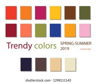 Spring-Summer 2019 Color trends. Fashion Colours isolated on white background.