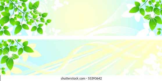 Spring-Summer background, banner. Vector illustrations.