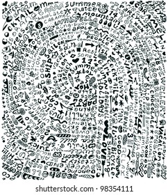 SPRING-SUMMER. Seamless vector pattern with word cloud. Illustration with different association terms.