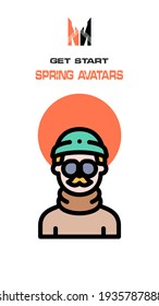 A spring-themed man avatar on a white background