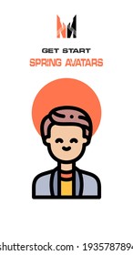 A spring-themed man avatar on a white background
