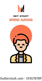 A spring-themed man avatar on a white background