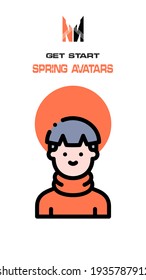 A spring-themed man avatar on a white background