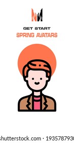 A spring-themed man avatar on a white background