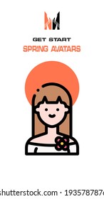 A spring-themed woman avatar on a white background