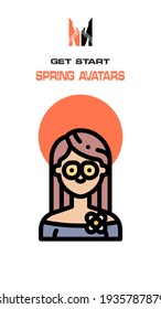 A spring-themed woman avatar on a white background