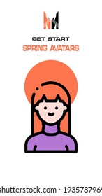 A spring-themed woman avatar on a white background