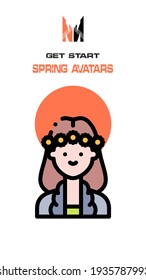 A spring-themed woman avatar on a white background