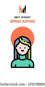 A spring-themed woman avatar on a white background