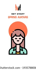 A spring-themed woman avatar on a white background