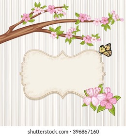 Springtime background . Cherry blossom,  branch with pink flowers.