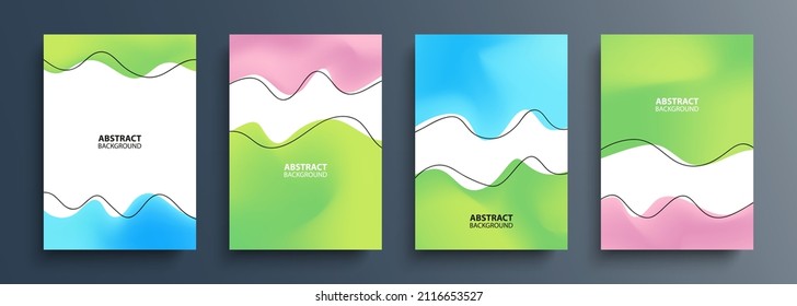 Springtime backgrounds with various dynamic wavy shapes and black outlines for your creative graphic design. Spring season collection. Vector illustration.