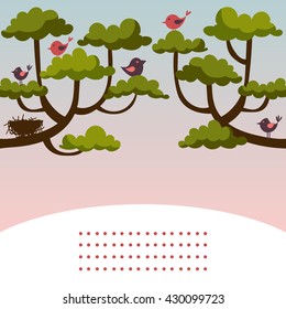 springtime. birds. branch. bird. Spring. vector. illustration