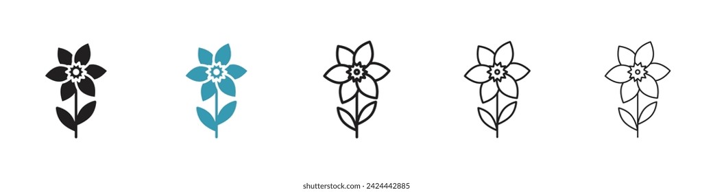 Springtime Bloom Vector Icon Set. Garden flower allure vector symbol for UI design.