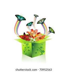 Springtime box with butterflies and flowers