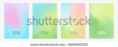 Springtime collection. Color backgrounds with bright blurred gradients for Spring season creative graphic design. Vector illustration.