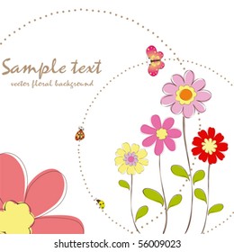 Springtime colorful floral butterfly greeting card
