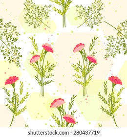 Springtime Colorful Flower with Herb Background Pattern