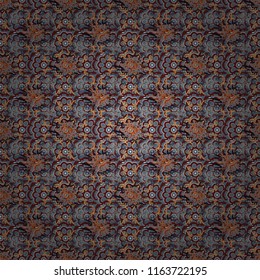 Springtime contemporary abstract flower seamless pattern in green, red and blue colors. Vector illustration.