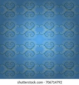 Springtime contemporary abstract flower seamless pattern in blue and green colors. Vector illustration.