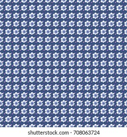 Springtime contemporary abstract flower seamless pattern in blue, brown and violet colors. Vector illustration.