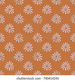 Springtime contemporary abstract flower seamless pattern in brown, pink and gray colors. Vector illustration.