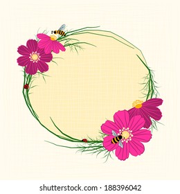 Springtime Cosmos Flower with Bees Background