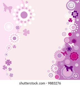 springtime design in purple with butterflies and flowers