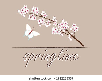 Springtime floral card, vector illustration