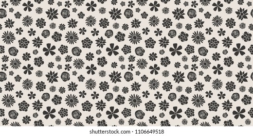 Springtime - floral pattern. Seamless texture with hand drawn flowers. Vector.
